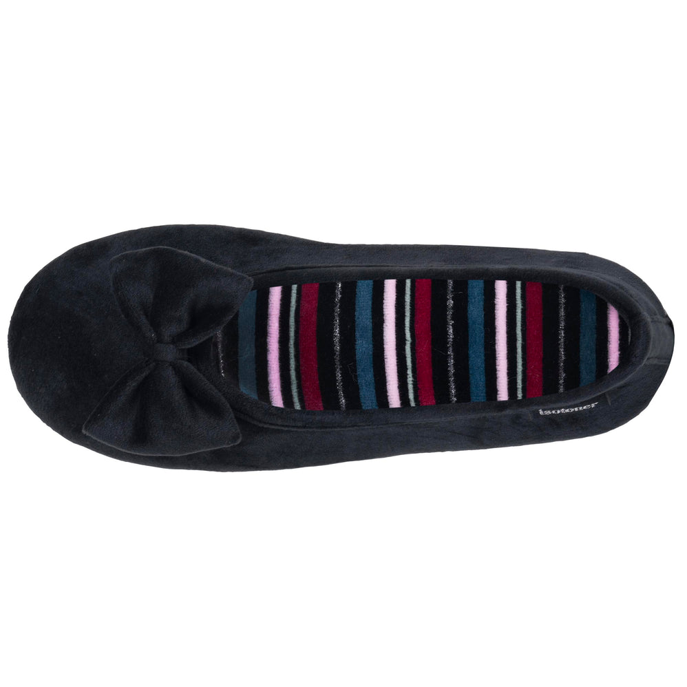 Chaussons Ballerines Femme Noir rayures - Isotoner