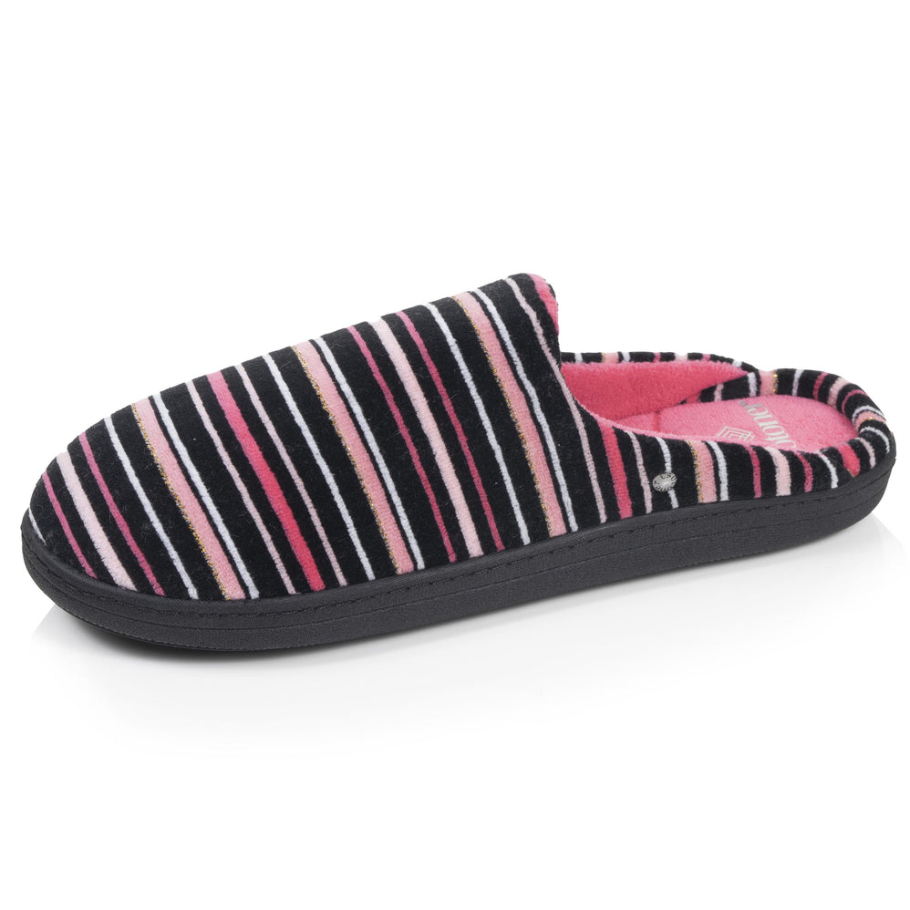 Chaussons Mules Femme Rayures Roses - Isotoner