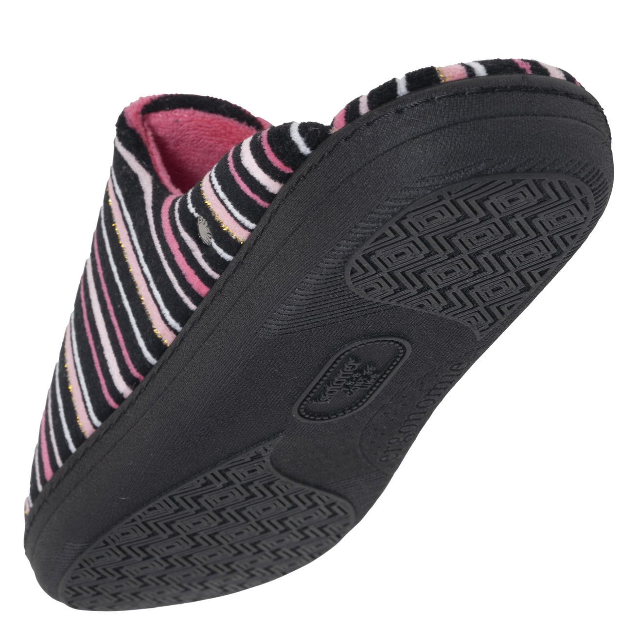 Chaussons Mules Femme Rayures Roses