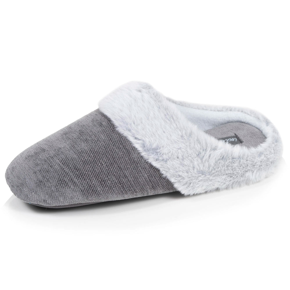 Chaussons Mules Femme pailleté Gris foncé - Isotoner