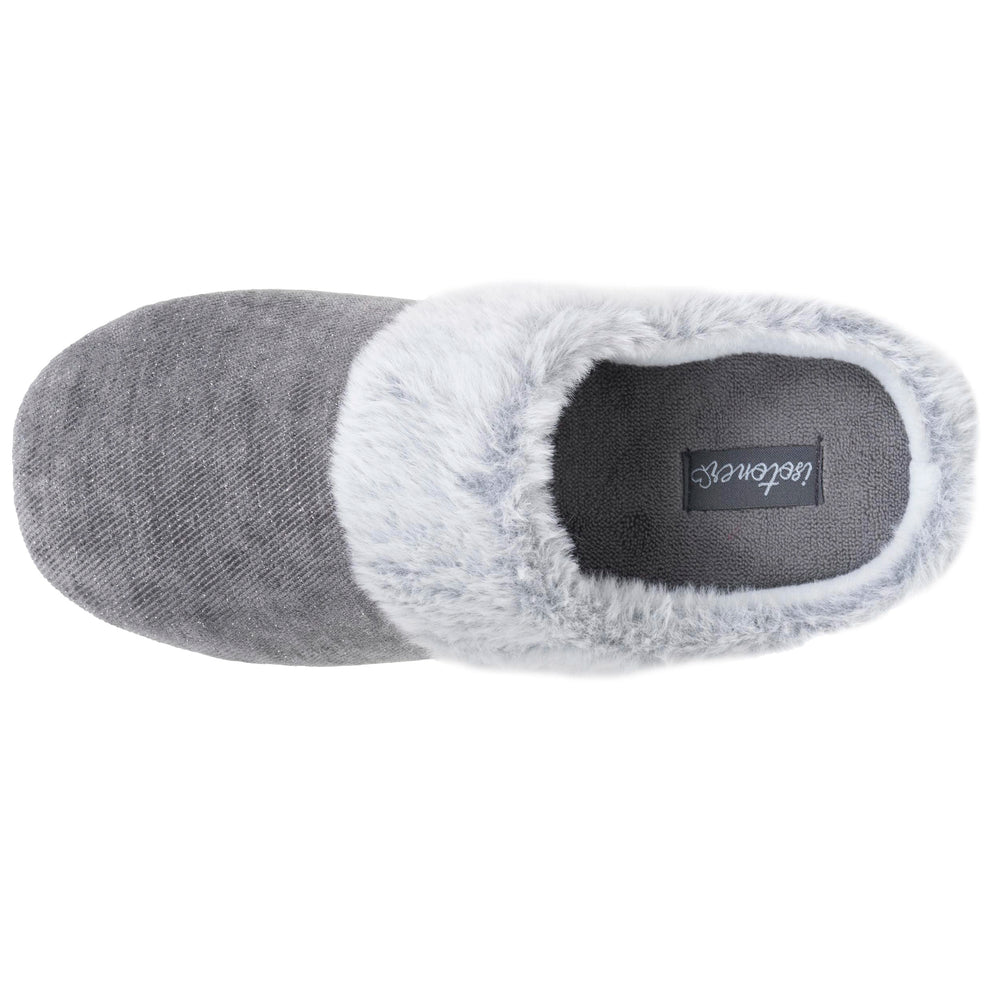 Chaussons Mules Femme pailleté Gris foncé - Isotoner