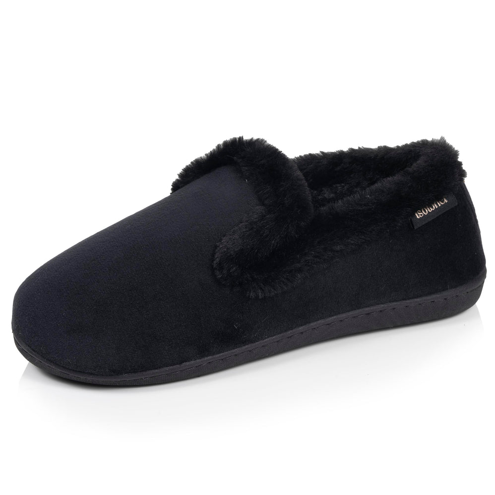 Chaussons Charentaises Femme Velours Noir - Isotoner
