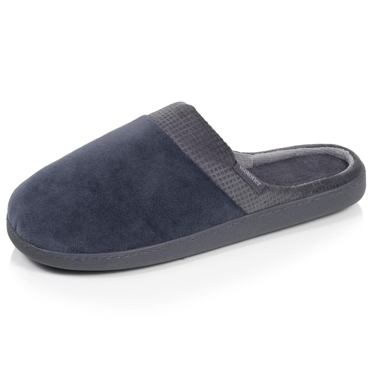 Chaussons Mules Homme Carrés Gris