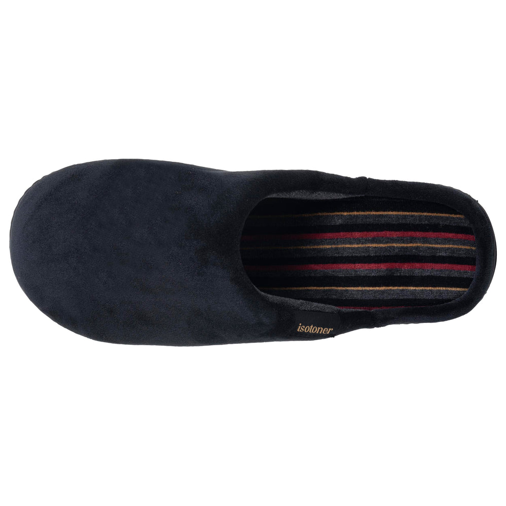 Chaussons Mules Homme Noir Rayures bordeaux - Isotoner