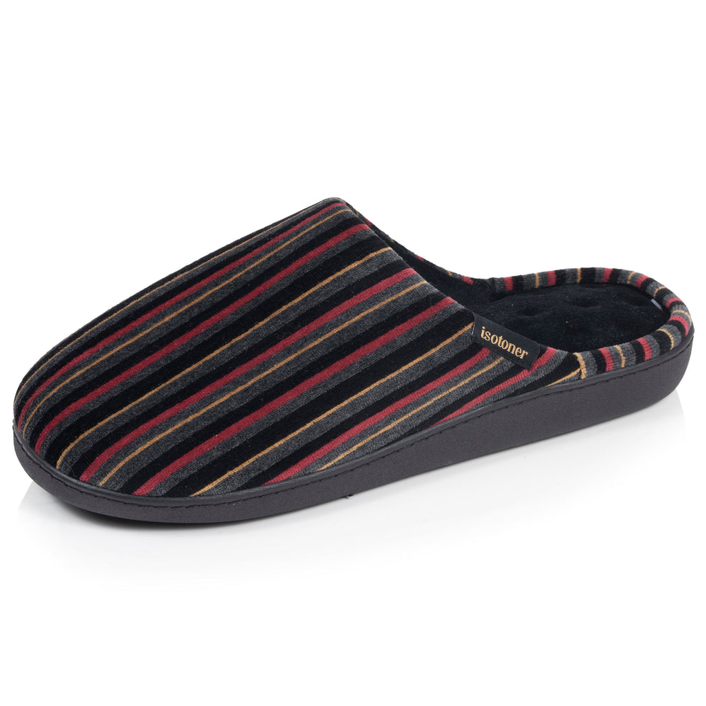 Chaussons Mules Homme Rayures Bordeaux - Isotoner