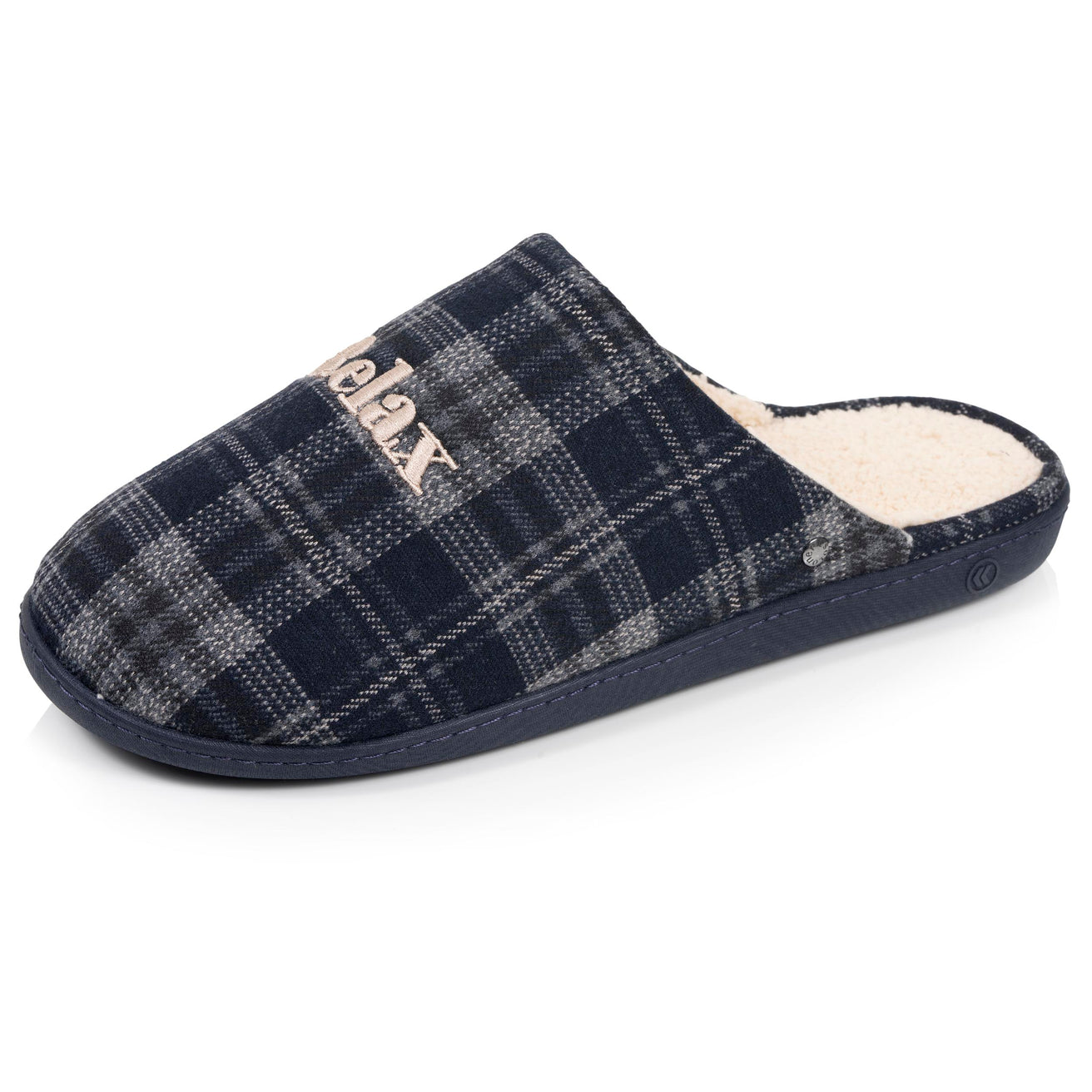 Chaussons Mules Homme Tartan Marine