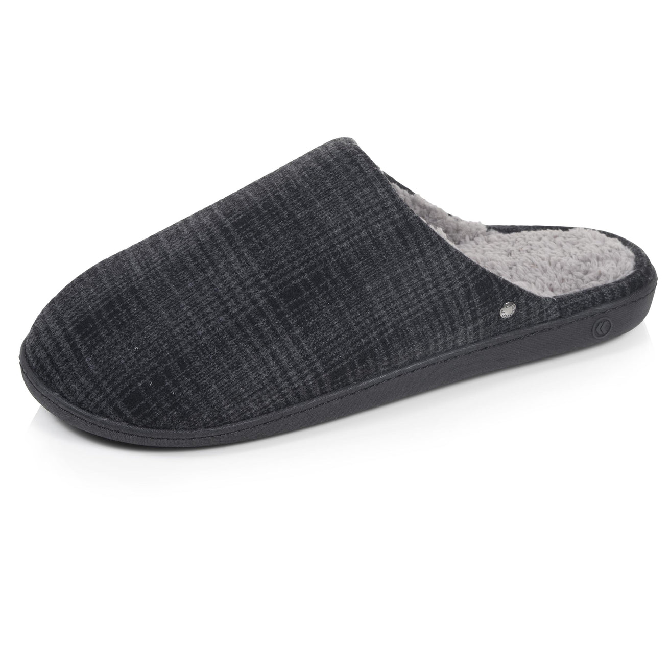 Chaussons Mules Homme Tartan Noir