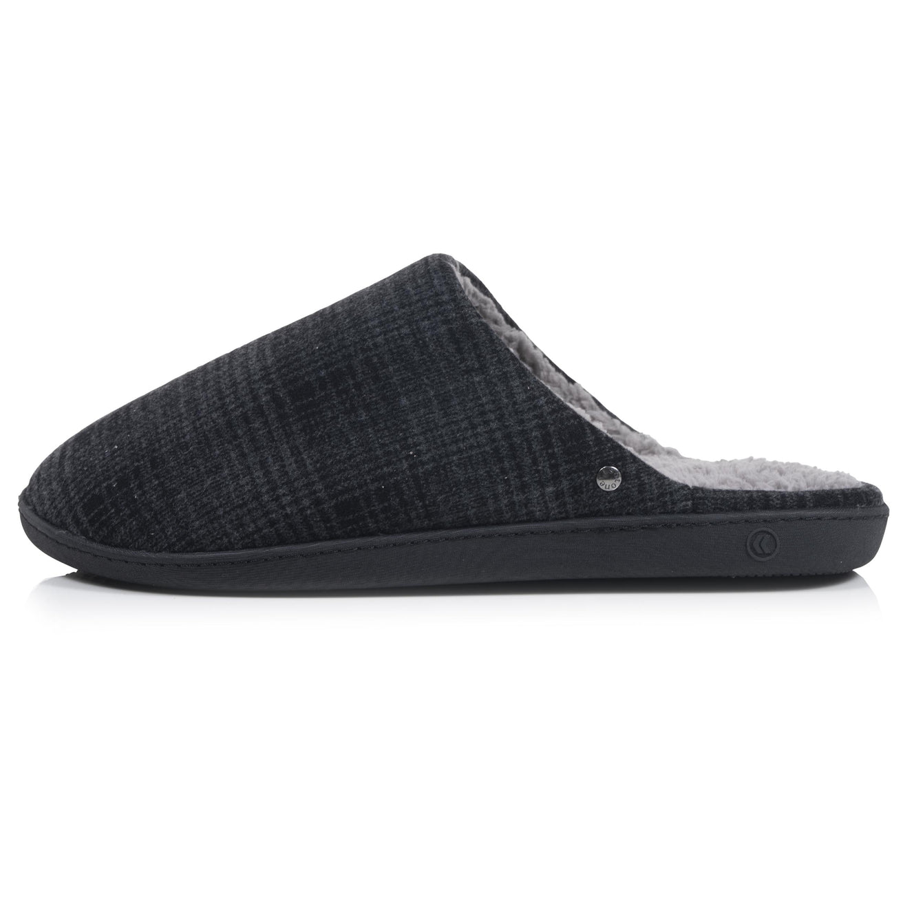 Chaussons Mules Homme Tartan Noir