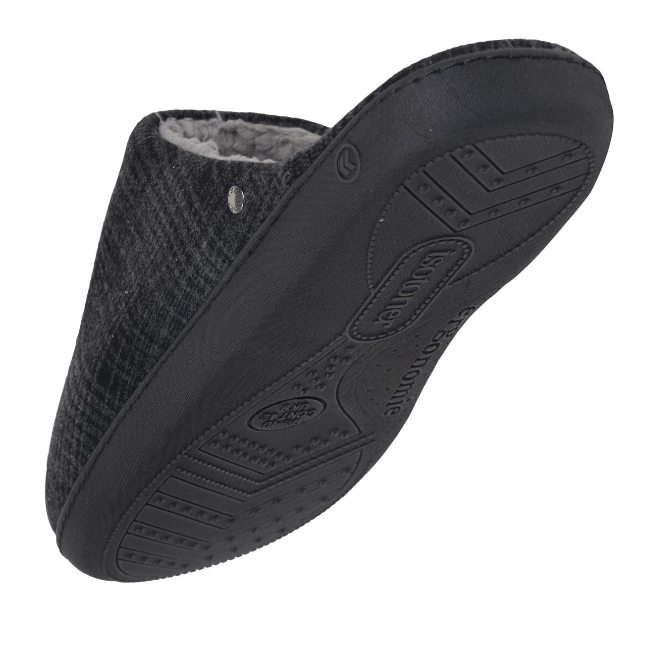 Chaussons Mules Homme Tartan Noir