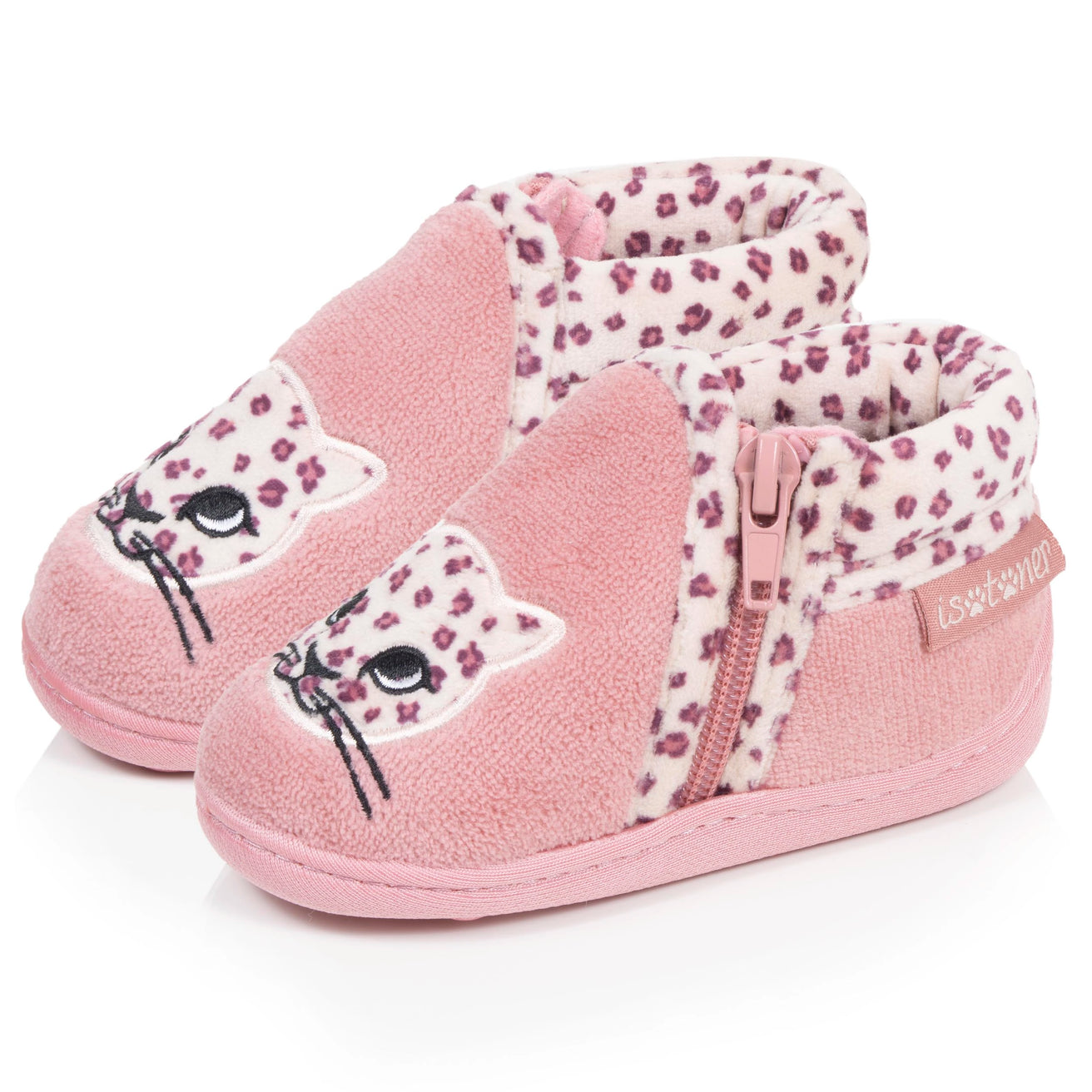 Chaussons Bottillons zip Bébé Rose Léopard