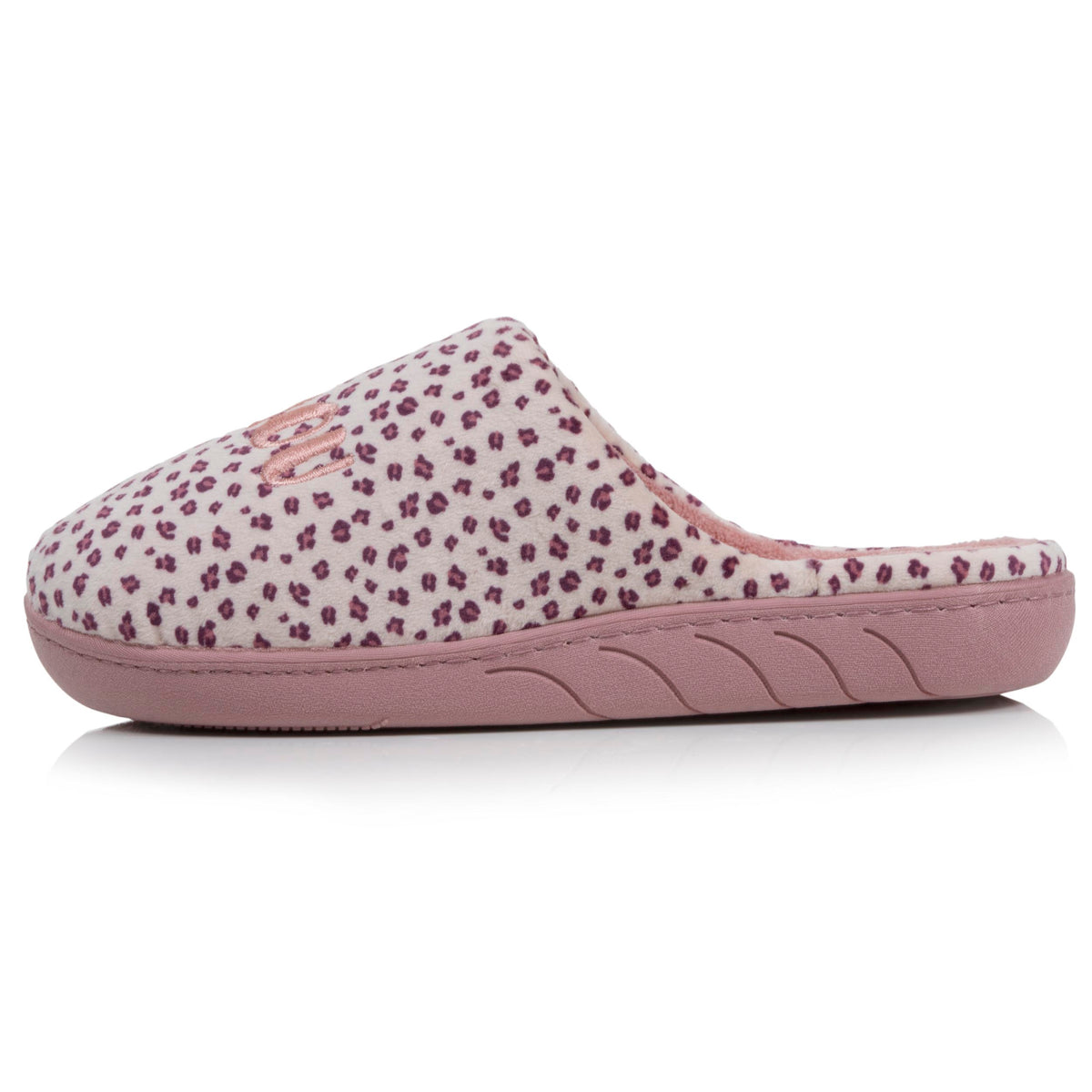 Chaussons Mules Junior Rose Velours Léopard