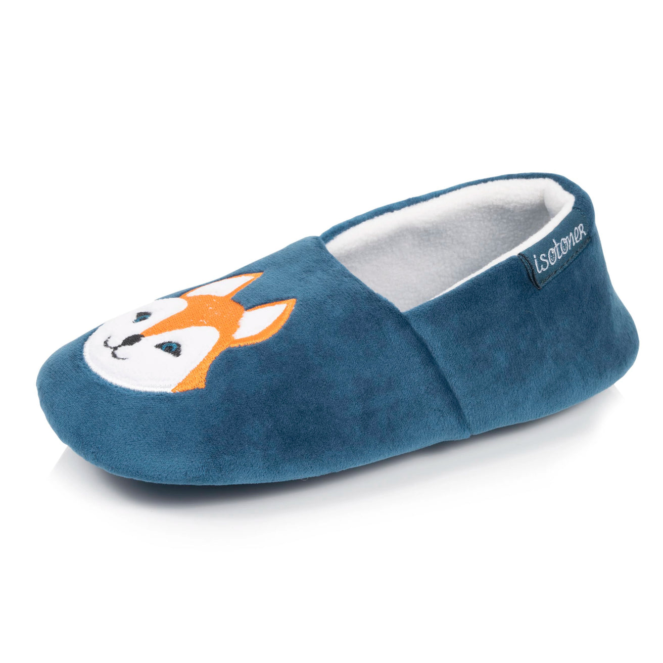Chaussons Slippers Enfant velours renard Bleu