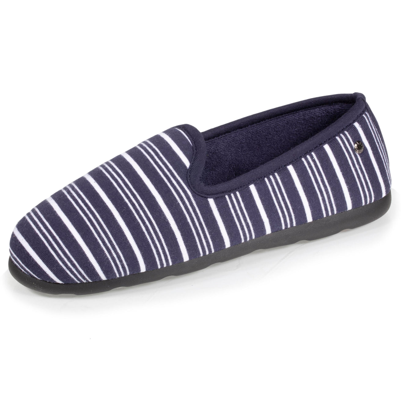 Chaussons charentaises Femme Rayures bleu marine Isotoner