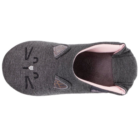 Chaussons babouches Femme 3D Gris chiné foncé - Isotoner