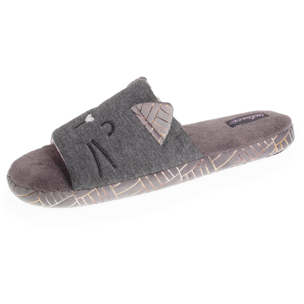 Chaussons sandales Femme 3D Gris chiné foncé - Isotoner