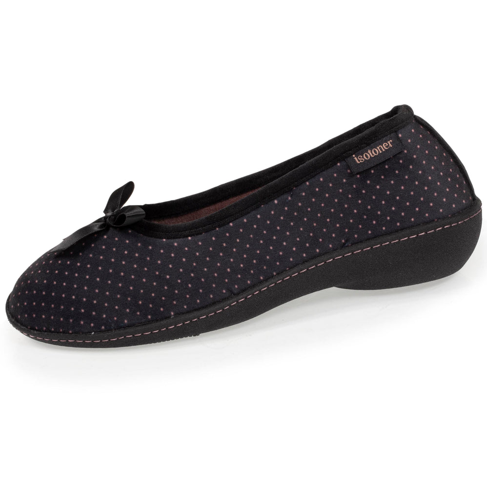 Chaussons ballerines talon Femme  Noir Pois - Isotoner