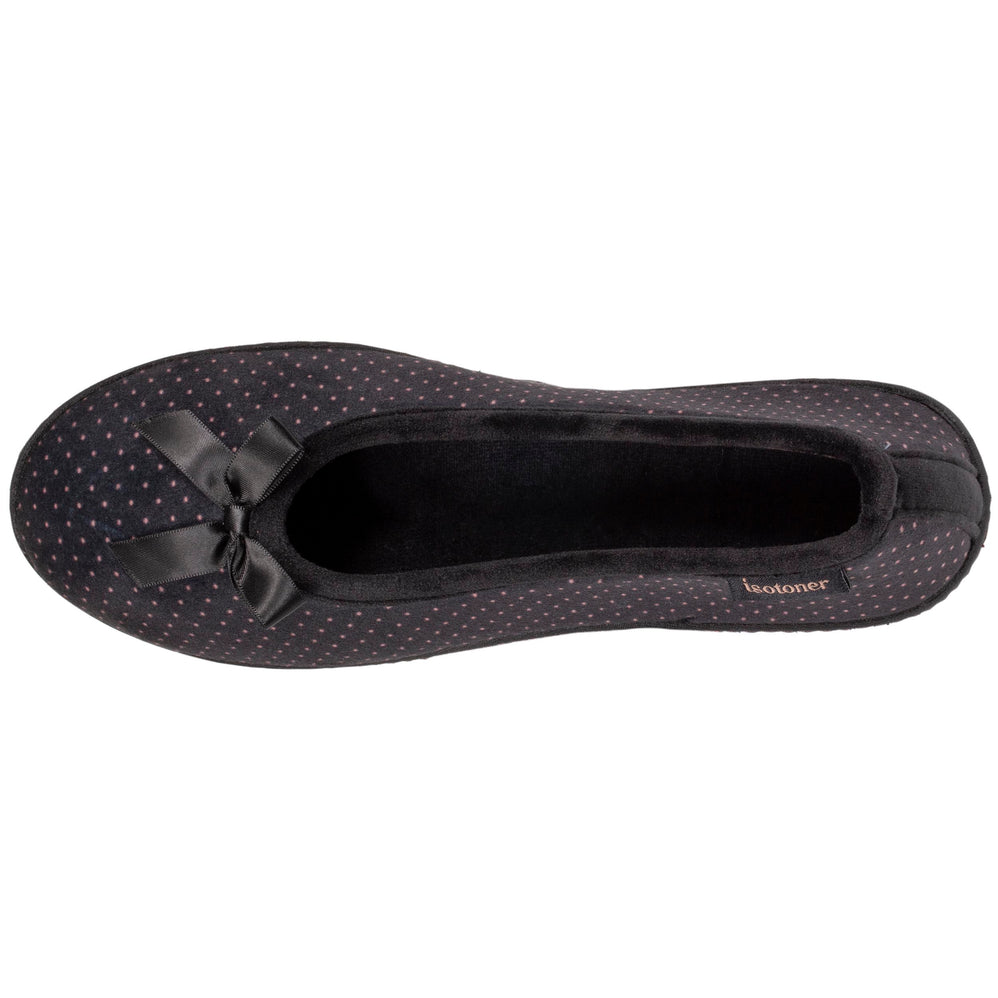 Chaussons ballerines talon Femme  Noir Pois - Isotoner