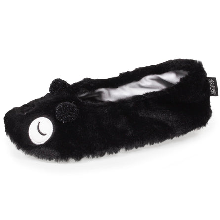 Chaussons ballerines 3D Femme Panda Noir - Isotoner