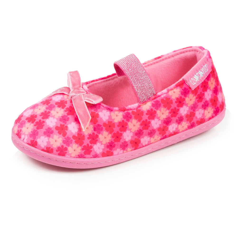 Chaussons ballerines Enfant Fleurs rose - Isotoner