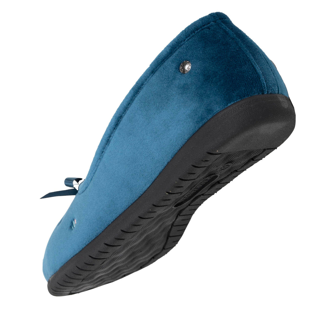 Chaussons ballerines Femme Bleu canard fleurs