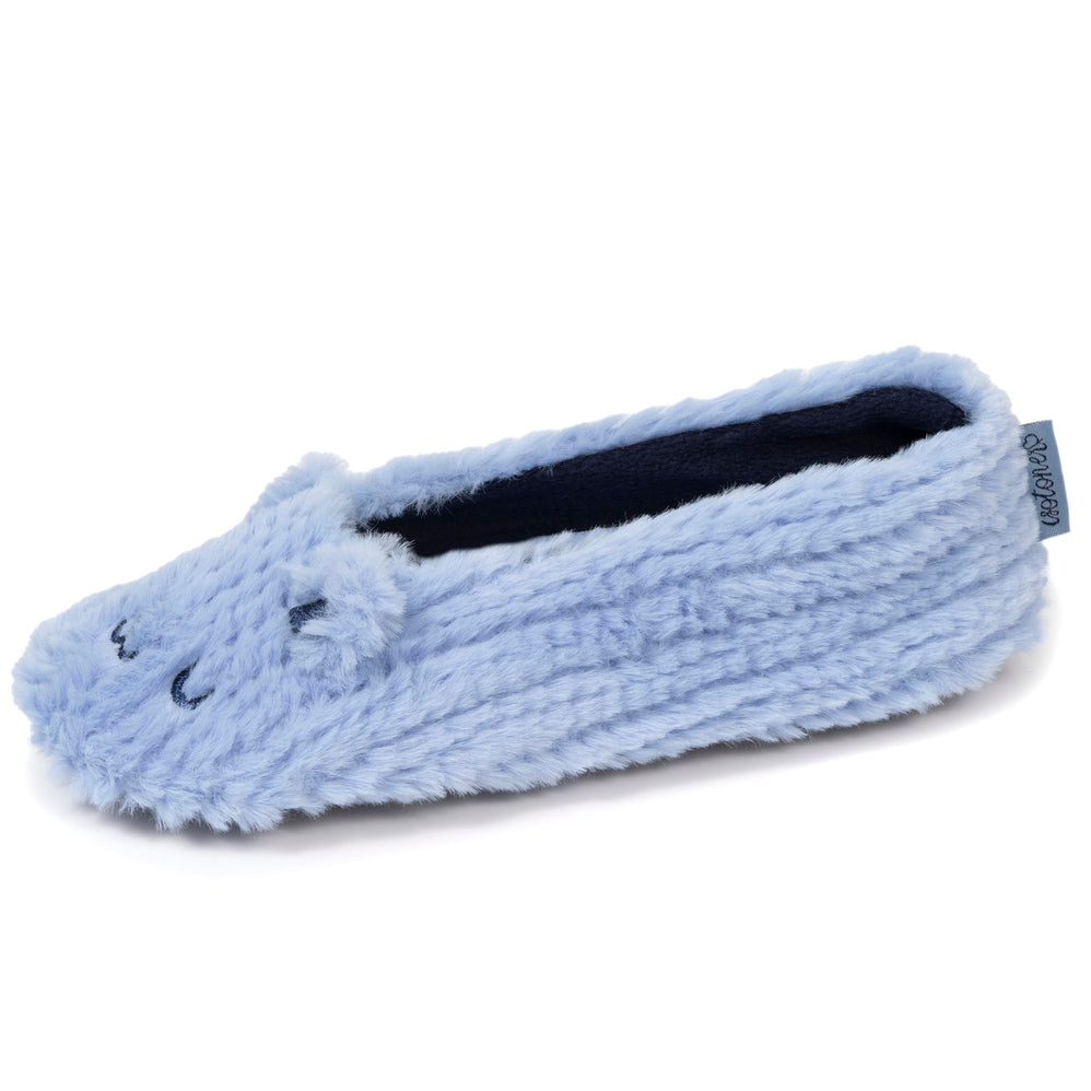 Chaussons ballerines Femme Chat Bleu - Isotoner