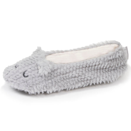 Chaussons ballerines Femme Chat Gris texturé - Isotoner