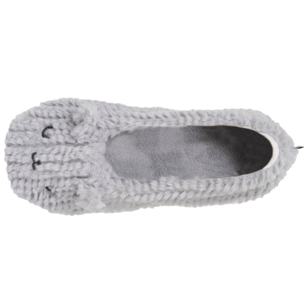 Chaussons ballerines Femme Chat Gris texturé - Isotoner