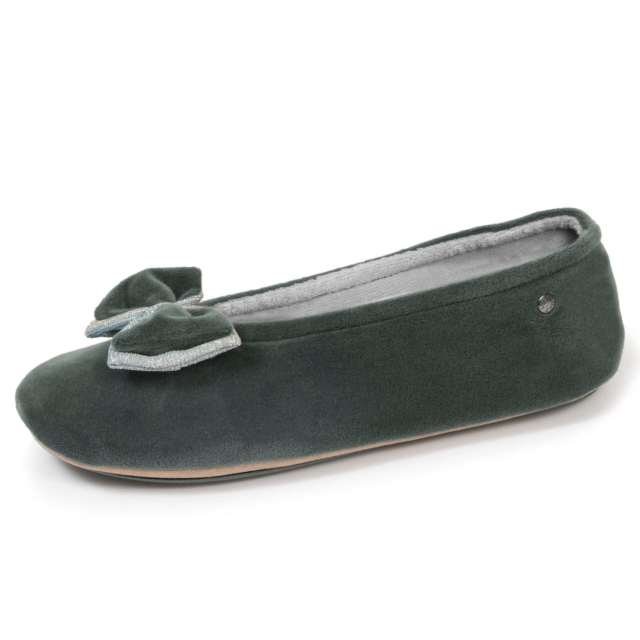 Chaussons ballerines Femme Double nœud Sauge