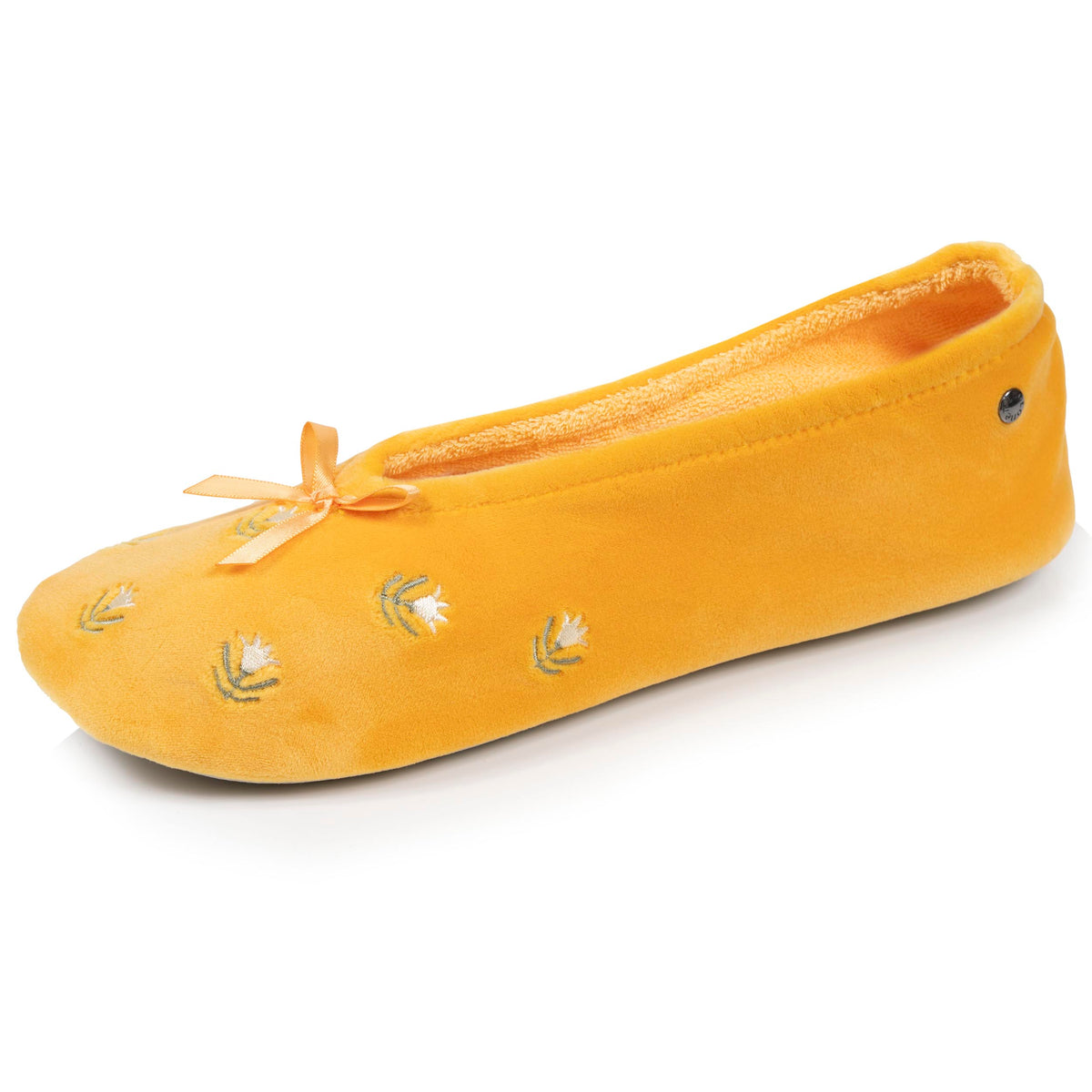 Chaussons ballerines Femme Grand Nœud Jaune fleurs