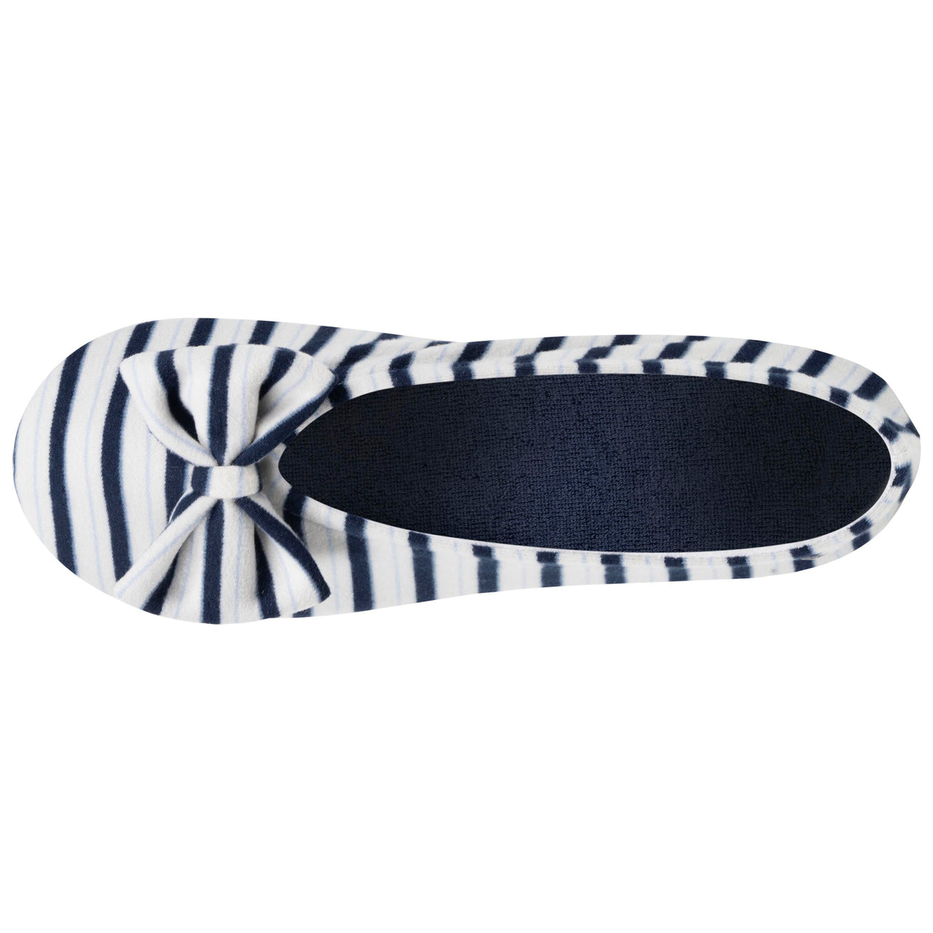Chaussons ballerines Femme Grand Nœud Rayures bleues