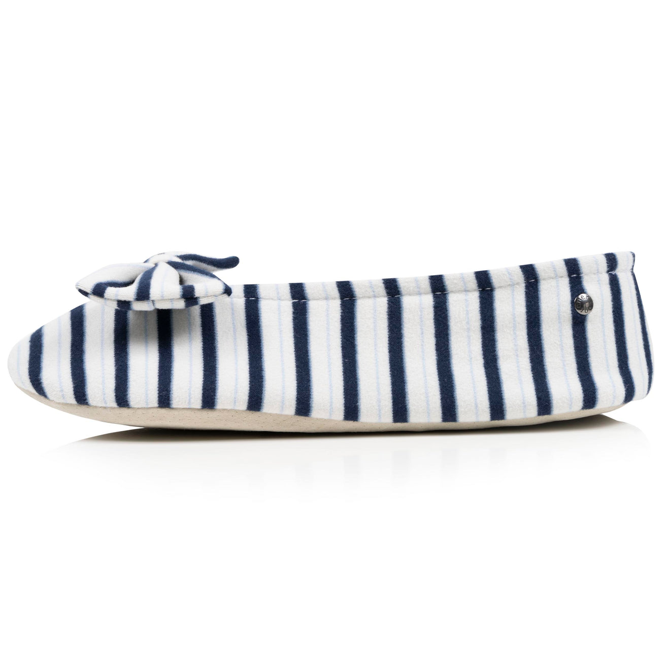 Chaussons ballerines Femme Grand Nœud Rayures bleues