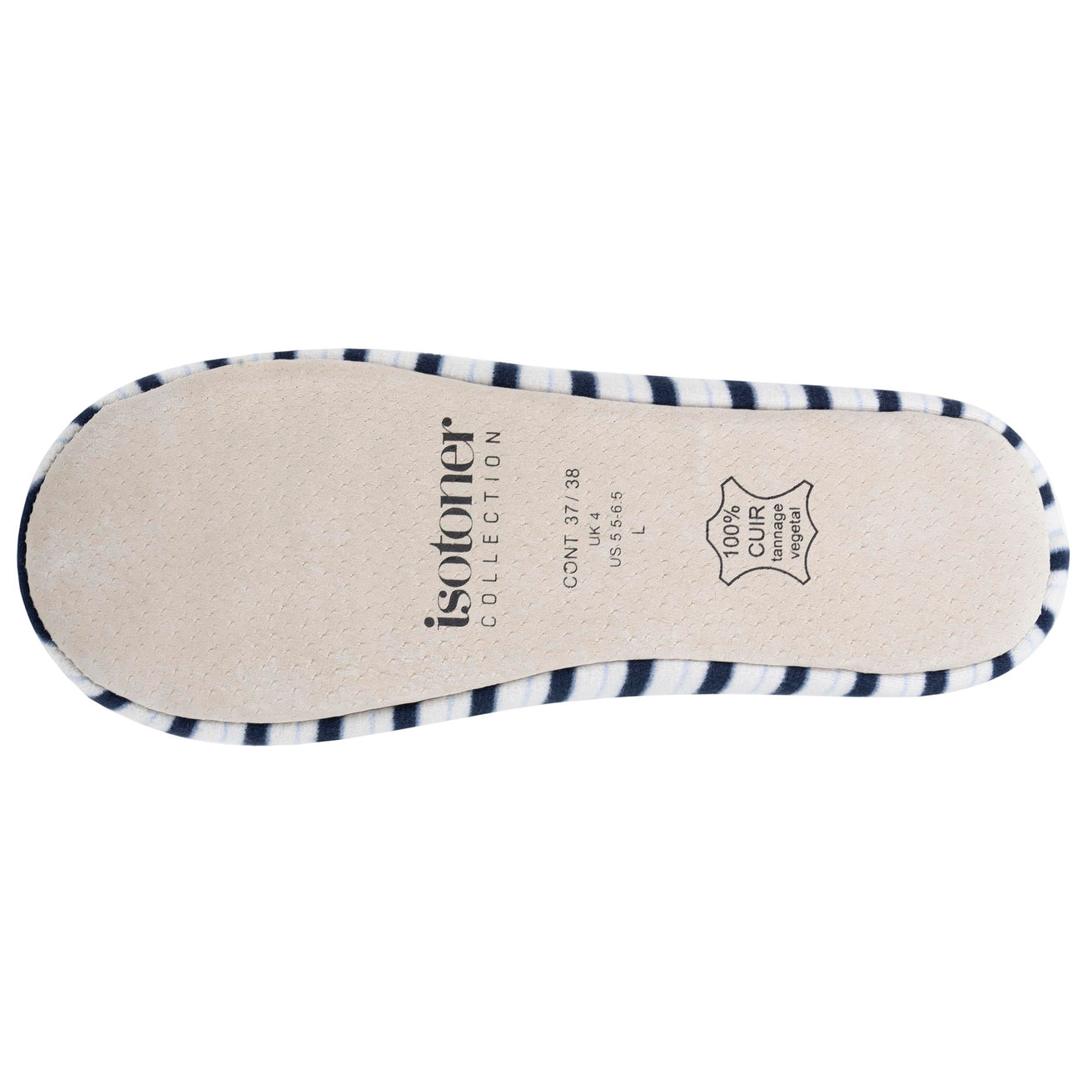 Chaussons ballerines Femme Grand Nœud Rayures bleues