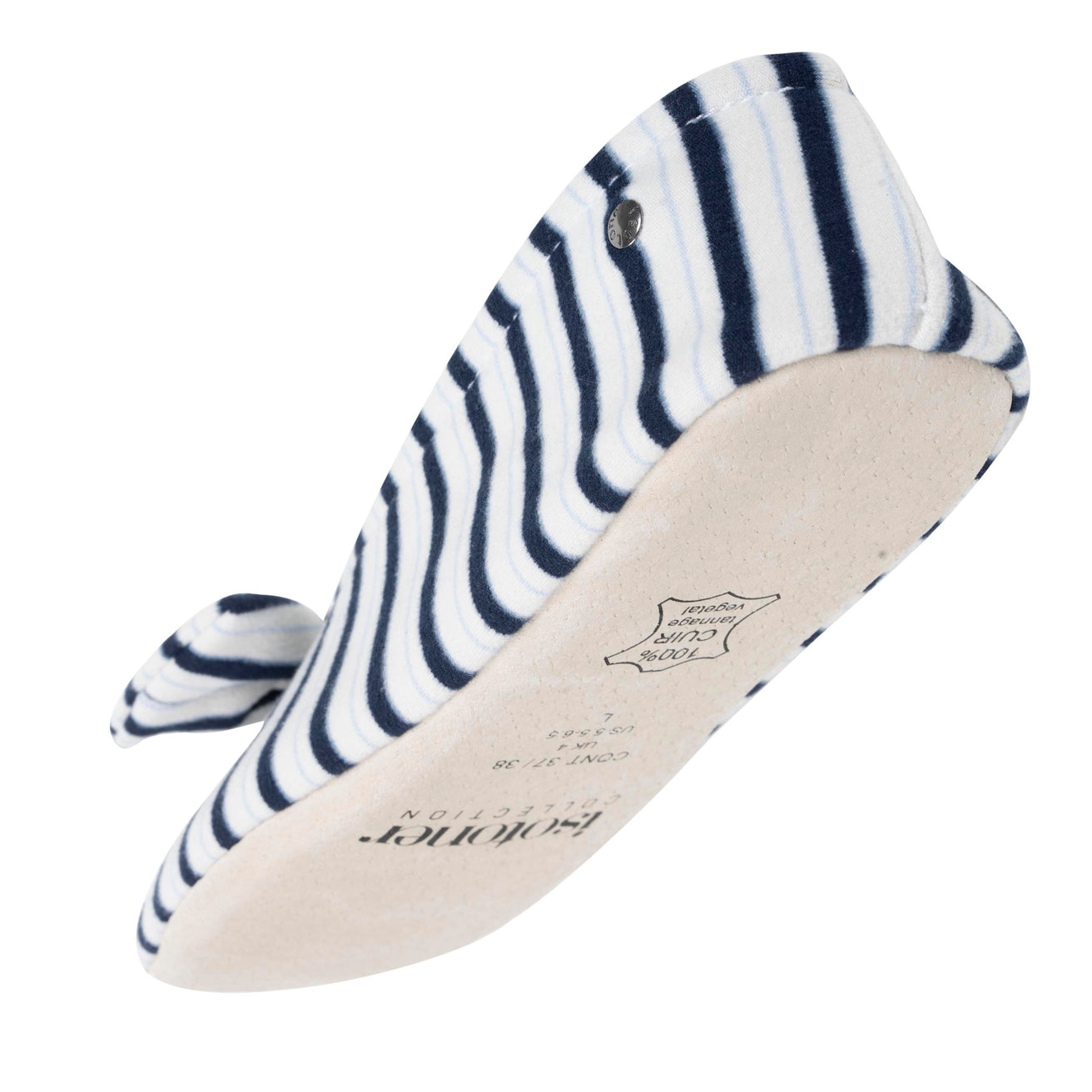 Chaussons ballerines Femme Grand Nœud Rayures bleues