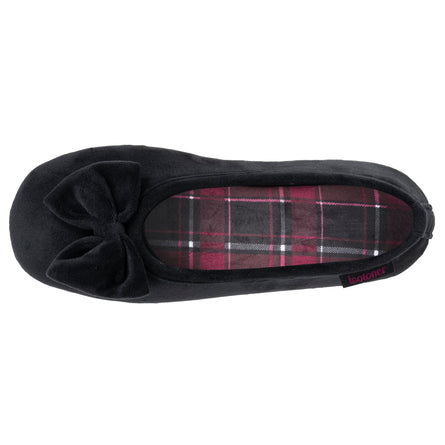 Chaussons ballerines Femme Noir carreaux rouges - Isotoner