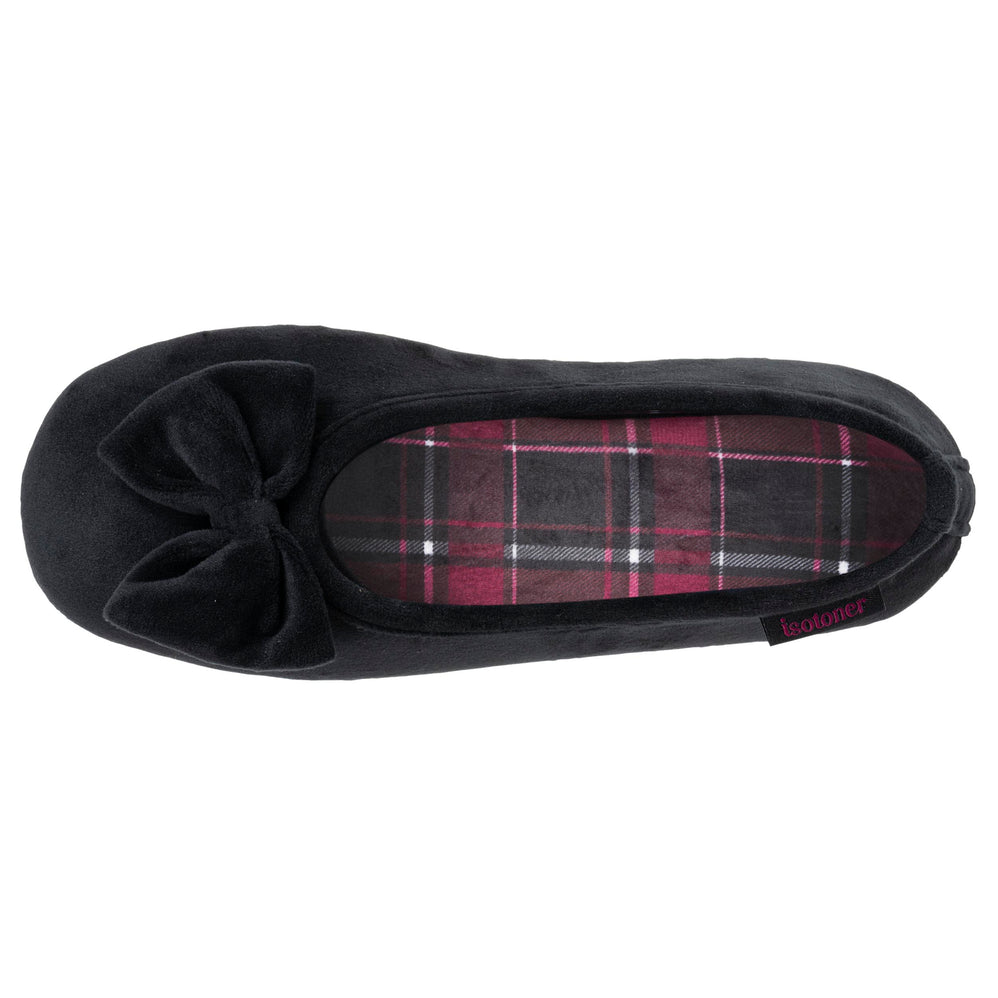Chaussons ballerines Femme Noir carreaux rouges - Isotoner