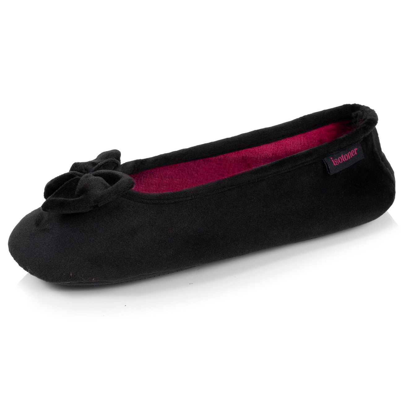 Chaussons ballerines Femme Noir intérieur rouge