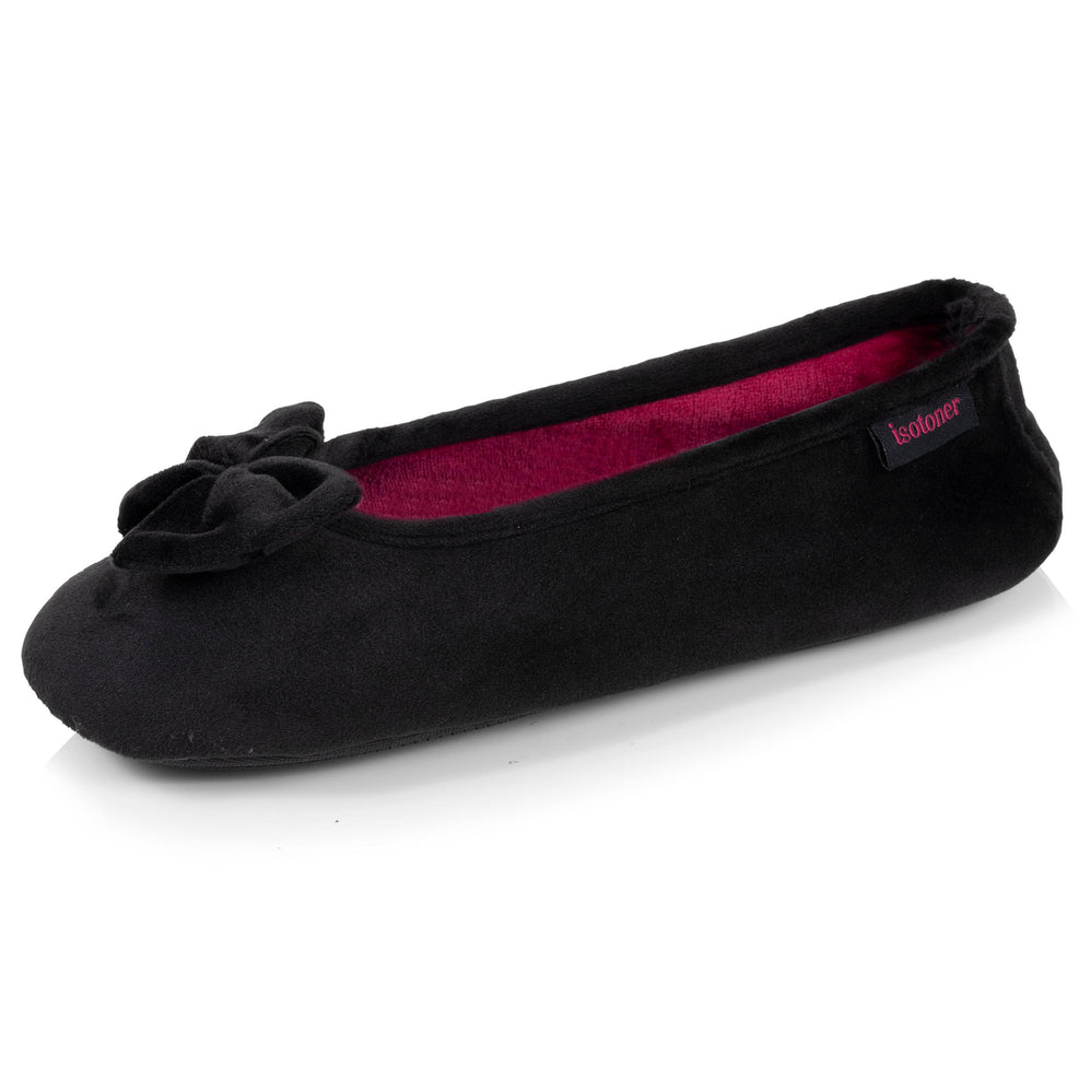 Chaussons ballerines Femme Noir intérieur rouge - Isotoner