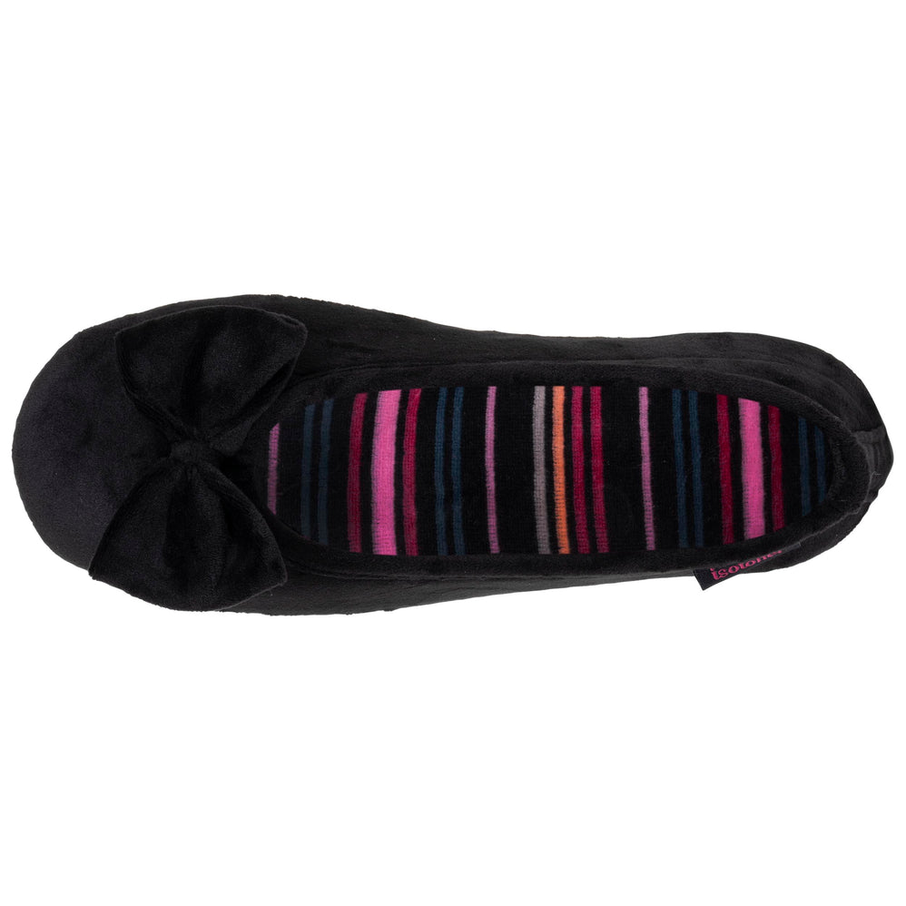 Chaussons ballerines Femme Noir intérieur rouge - Isotoner