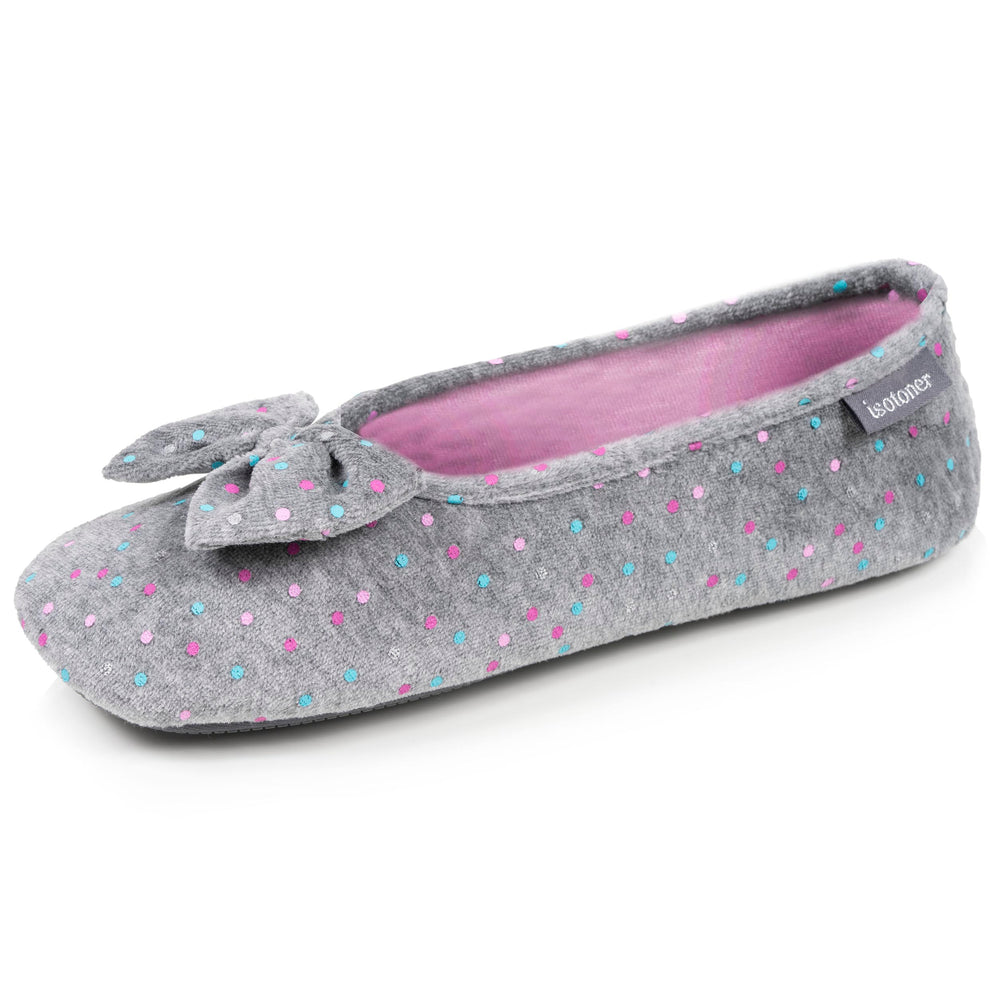 Chaussons ballerines Femme Pois gris - Isotoner