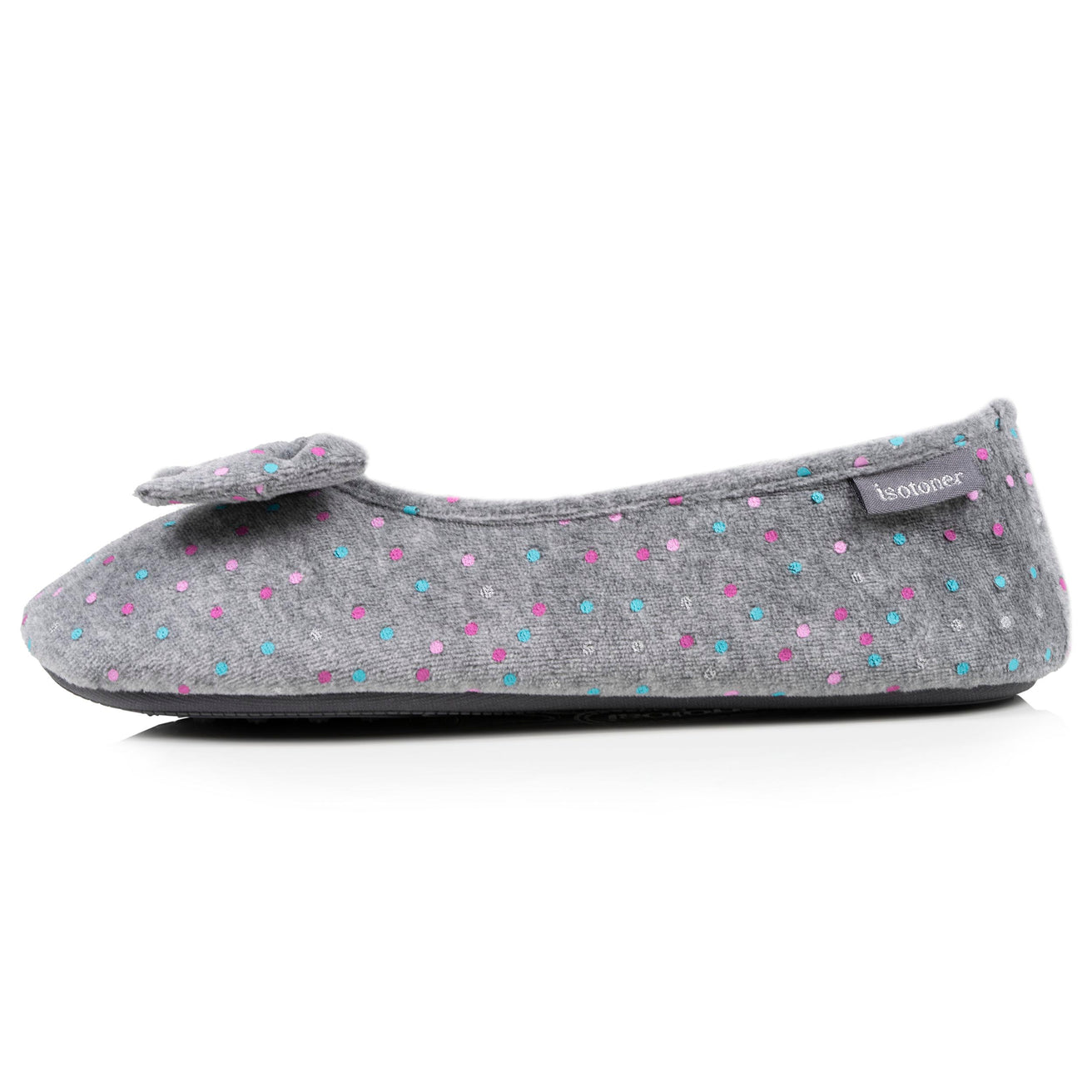 Chaussons ballerines Femme Pois gris