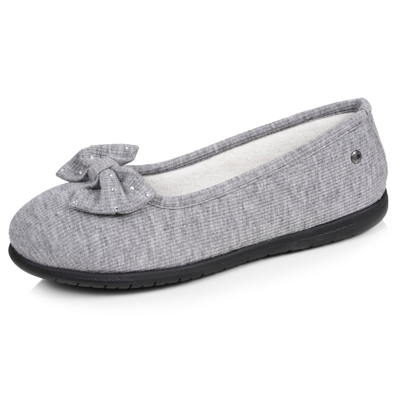 Chaussons ballerines Femme Gris nœud irisé