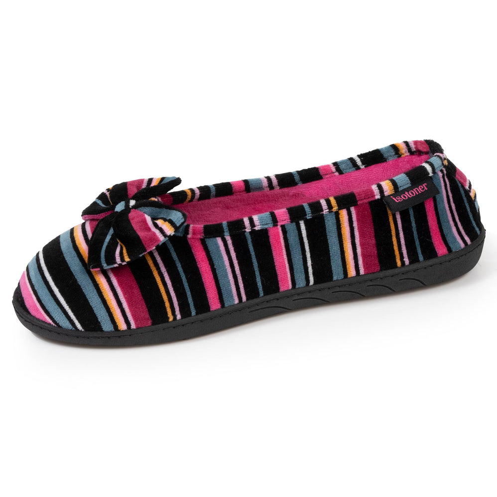 Chaussons ballerines Femme Rayures Roses - Isotoner