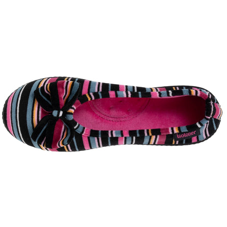 Chaussons ballerines Femme Rayures Roses - Isotoner