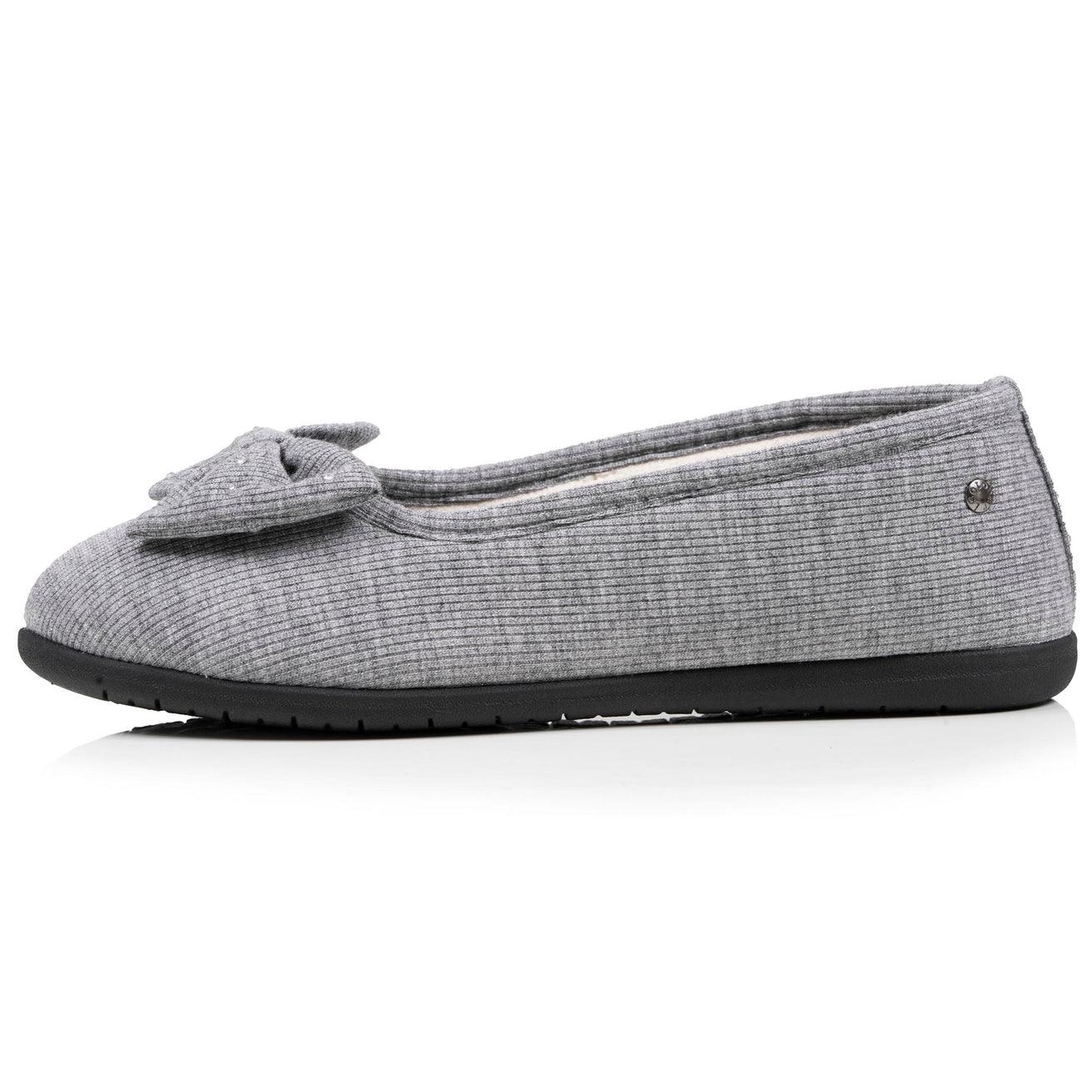 Chaussons ballerines Femme Gris nœud irisé