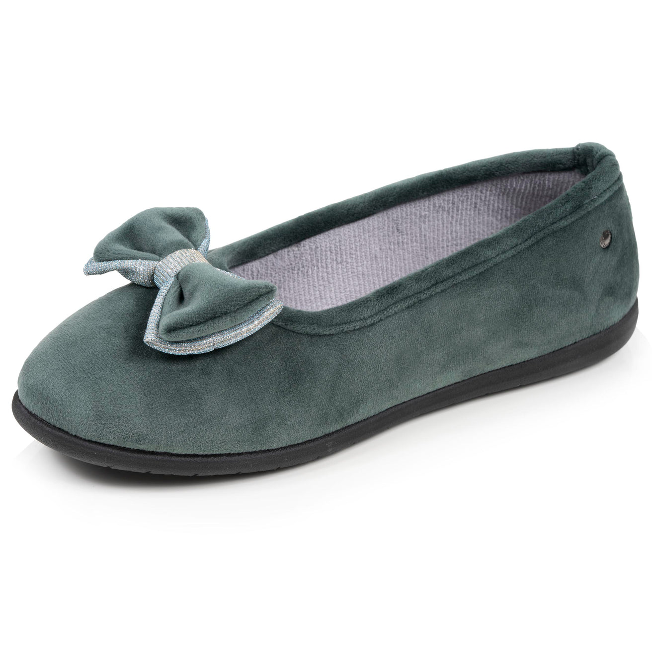 Chaussons ballerines Femme Sauge noeud irisé