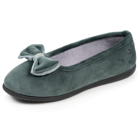 Chaussons ballerines Femme Sauge noeud irisé - Isotoner