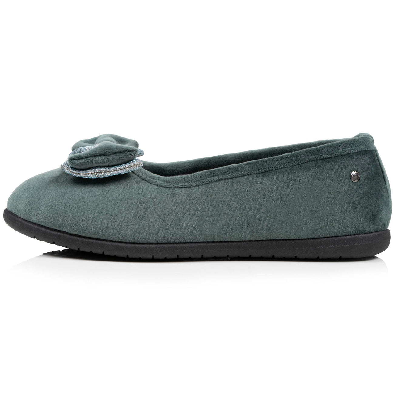 Chaussons ballerines Femme Sauge noeud irisé