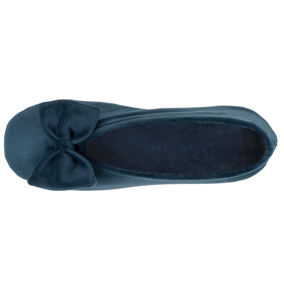 Chaussons ballerines Femme Grand Nœud Bleu canard - Isotoner