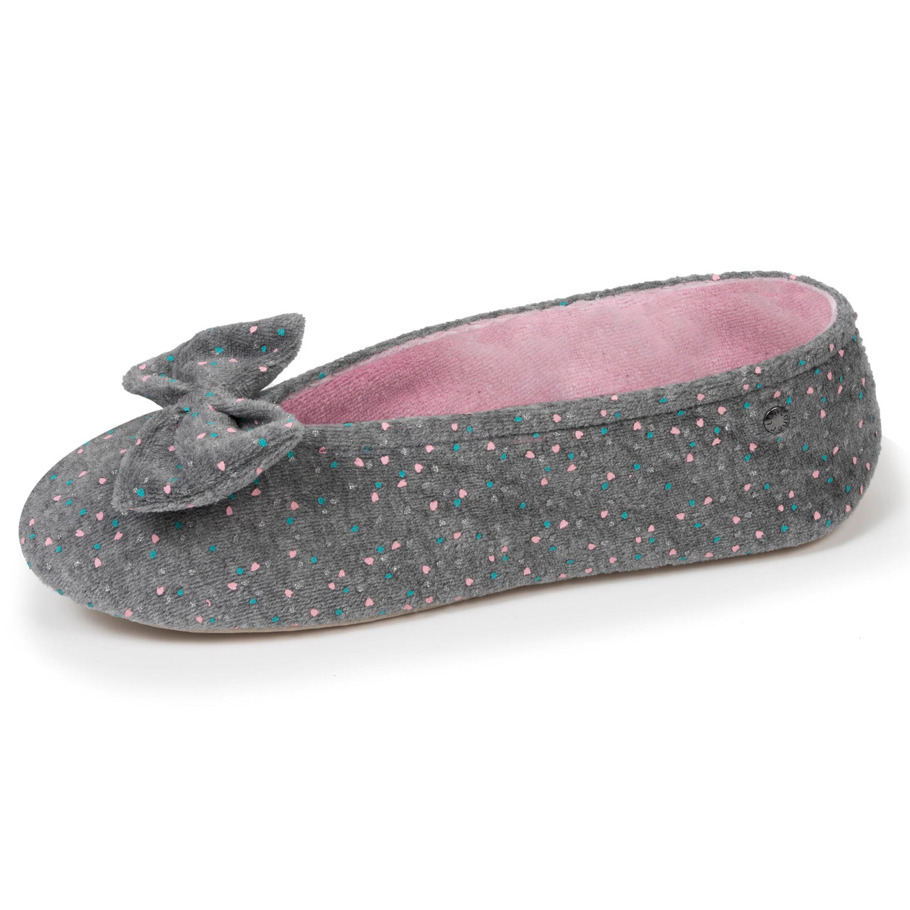 Chaussons ballerines Femme Grand Nœud Gris chiné clair