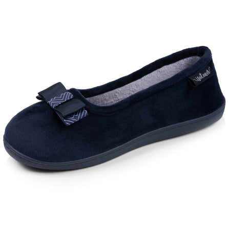Chaussons ballerines ergonomiques Femme Marine nœud graphique - Isotoner